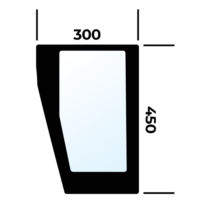 Szyba przednia dolna, lewa 65012104 do John Deere 3045R