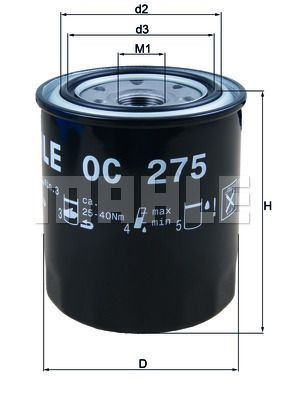 Filtr oleju  OC275 do TOYOTA AVENSIS VERSO 2,0 D4-D