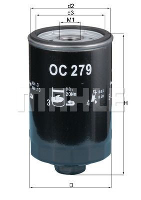 Filtr oleju  OC279 do CATERPILLAR 307 L  Serie 20M1-