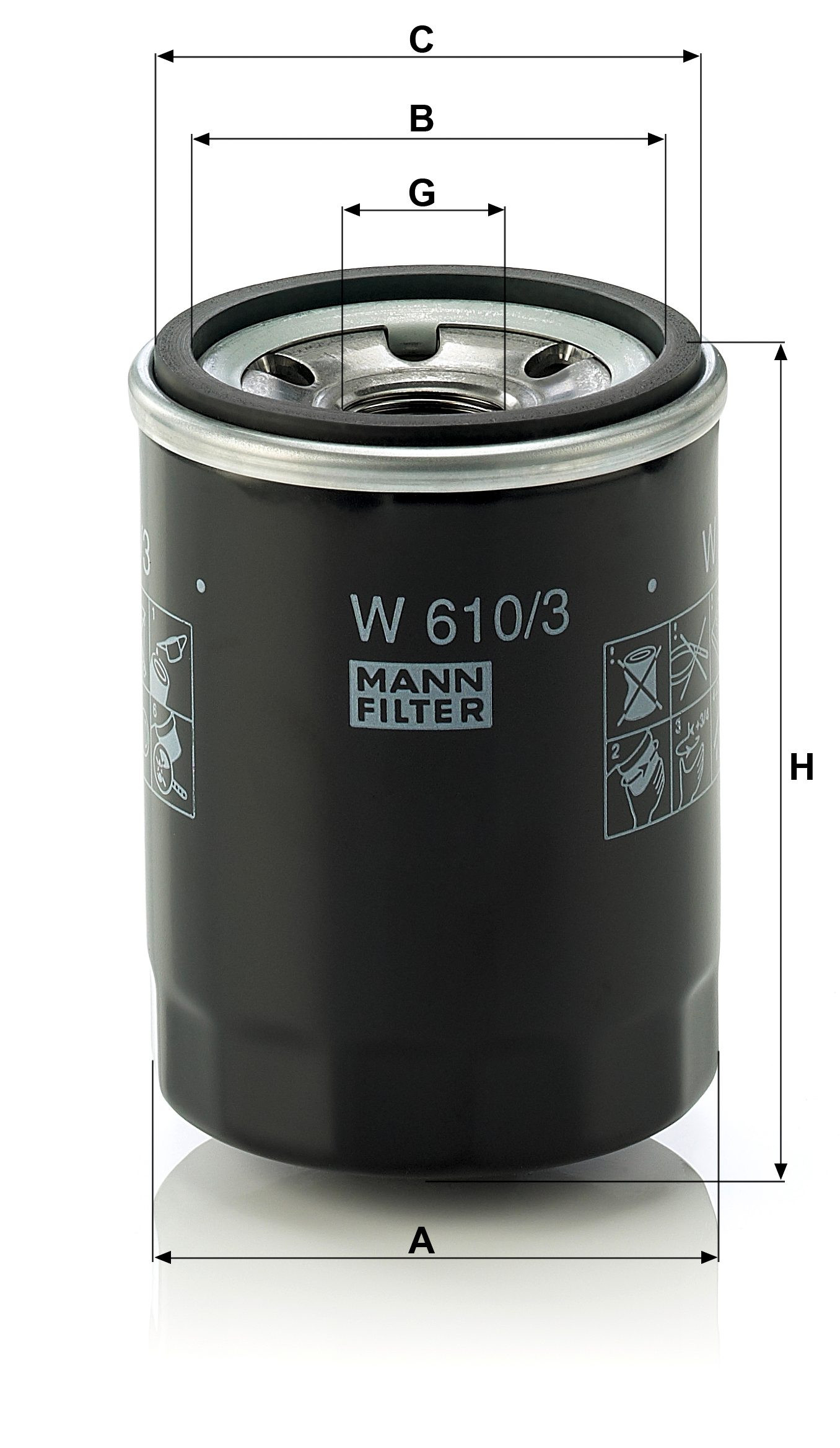 Filtr oleju  W 610/3 FIAT do PEUGEOT 205 1,1 CJ,GL,GR,GE,JUNIOR,COLOR