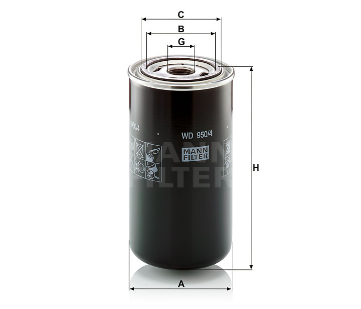 Filtr hydrauliczny  WD 950/4 do DEUTZ (KHD) (SDF) D 4807C
