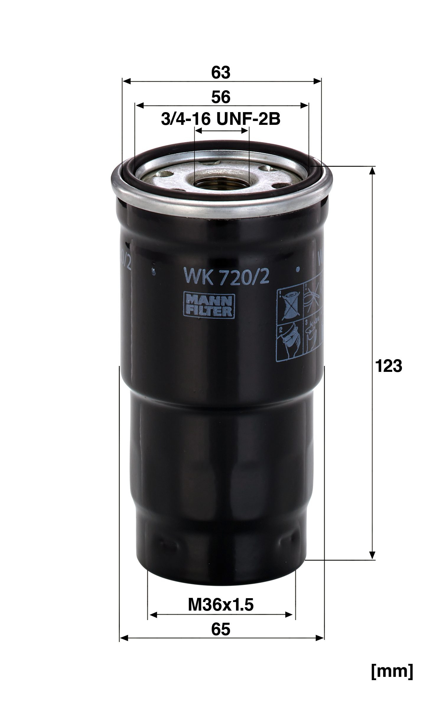 Filtr paliwa  WK 720/2x do HITACHI EX 27-U