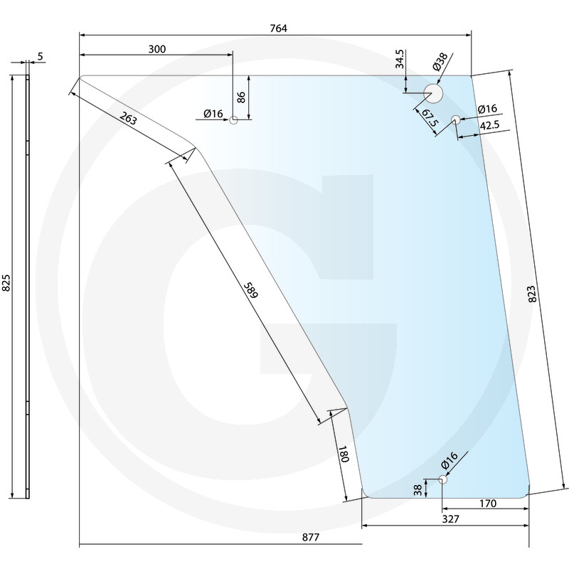 Szyba drzwi dolna, prawa, lewa, z otworami 650S364140 