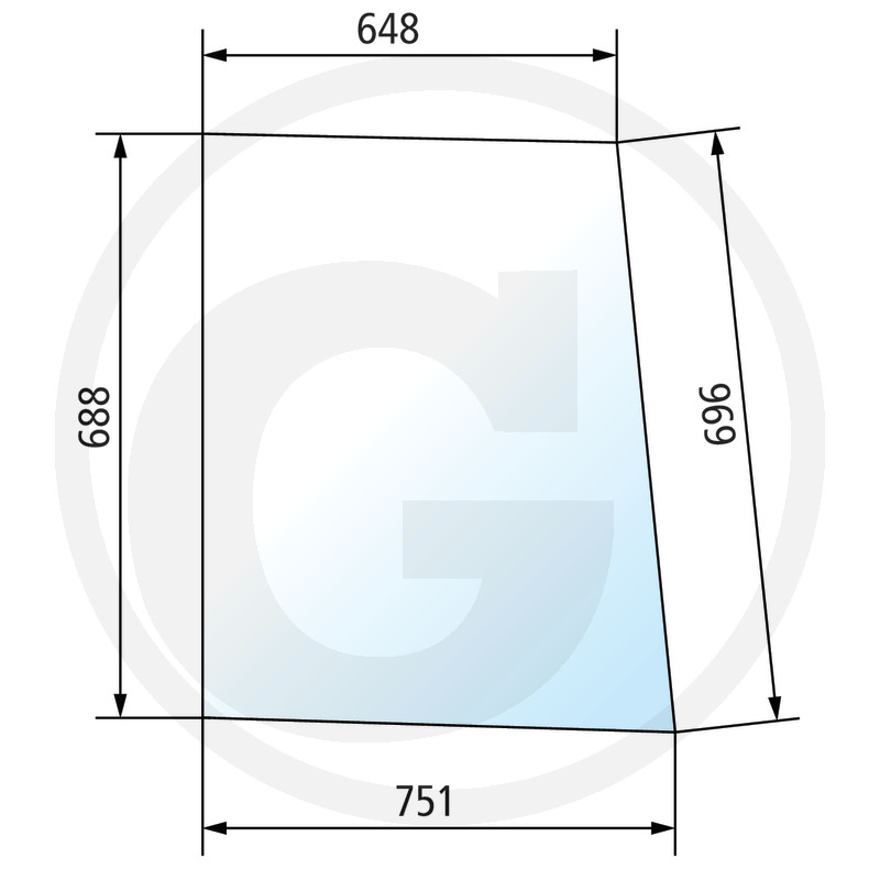 Szyba drzwi górna, lewa, stała    wysokość 585 mm 650815081 do Massey Ferguson 2685